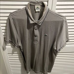 Lacoste Gray Striped Polo Shirt Classic Fit